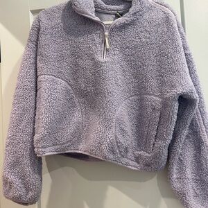 Old Navy Lilac Sherpa Quarter-Zip Hoodie